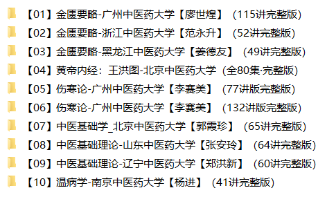 【中医课程】「中医自学大合集课程 323.6G」
